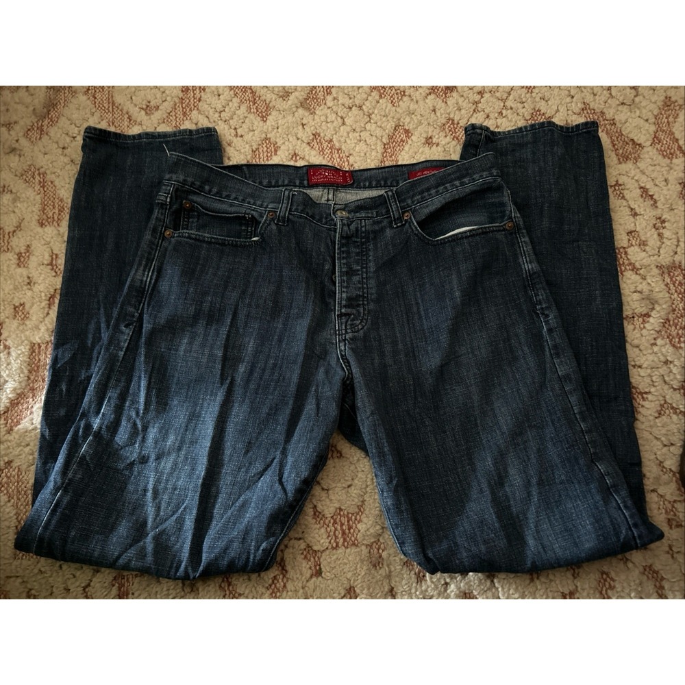 Lucky Brand 121 Heritage Slim Jeans Mens 36x34 Straight Denim Button Front